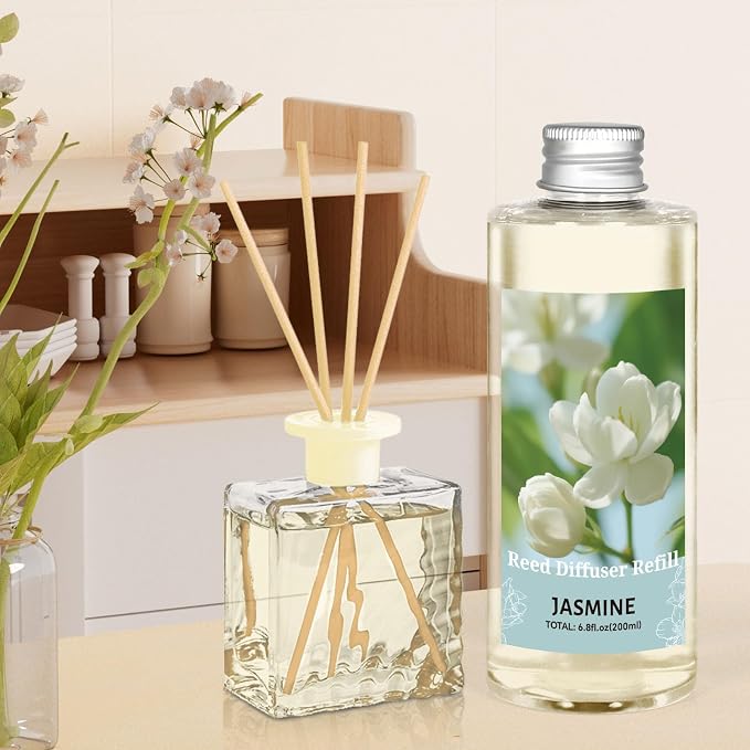 STRN Jasmine Reed Diffuser Oil Refill, Scented Diffuser with Stick 200ML | Summer Long-Lasting Fragrance for Living Room, Bedroom, Office, Home Décor