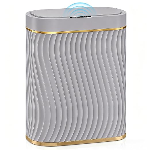 Ogikey Bathroom Small Trash Can with Automatic Touchless Lid, 2.6 Gallon Smart Garbage Can Narrow Waterproof Trash Bin for Bedroom, Office, Living Room