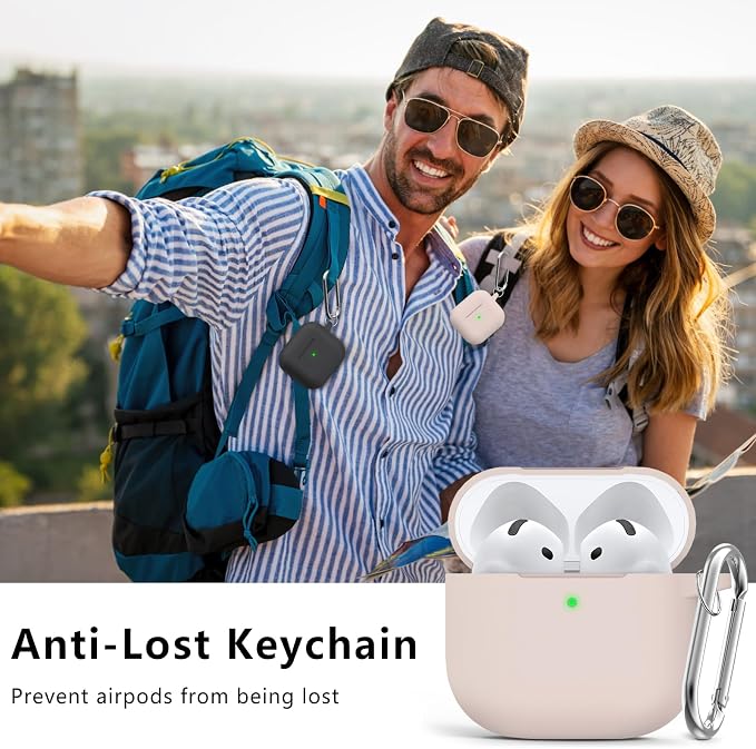 Ljusmicker for AirPods 4 Case 2024 with Cleaner Kit,Soft Silicone Protective Cover for Apple AirPods 4th Generation Cases for Women Men,for AirPod 4 Case Accessories with Keychain-Milk Tea