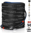 Sewer Jetter Kit for Pressure Washer 200FT, Drain Cleaner Hose 5800PSI 1/4 Inch NPT Corner with Sewer Cleaning Tool High Pressure Nozzle and Spanner Waterproof Tape