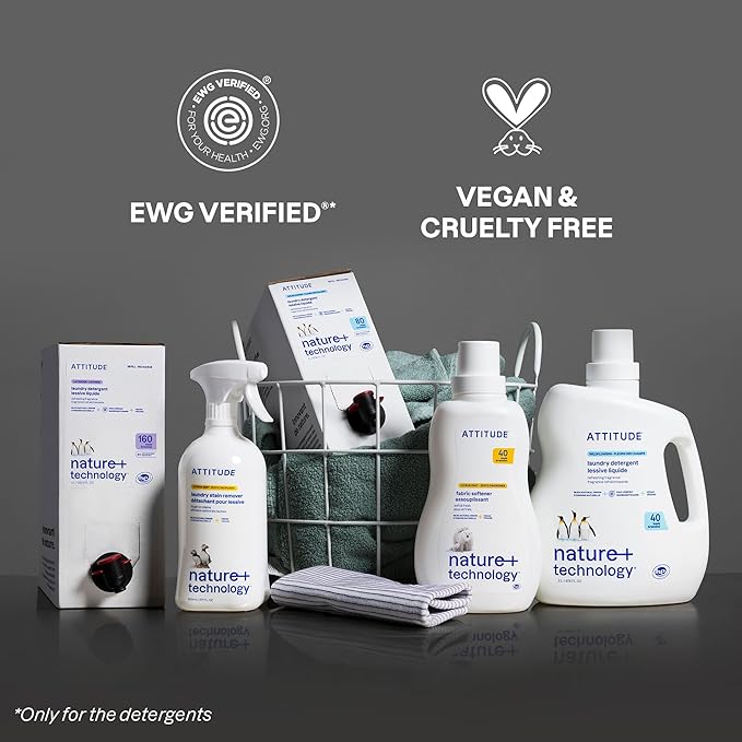 ATTITUDE Liquid Laundry Detergent Refill, EWG Verified, HE Compatible, Plant-Based & Vegan, Natural Laundry Soap, Citrus Zest Scent, 160 Loads, 135.26 Fl Oz