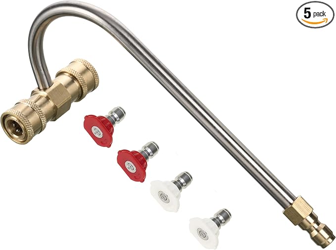 Tool Daily Gutter Cleaner Attachment for Pressure Washer, 4 Nozzles Tips | Angled Extension Wand for Gutter Cleaning, 1/4 Inch Quick Connect, 4000 PSI