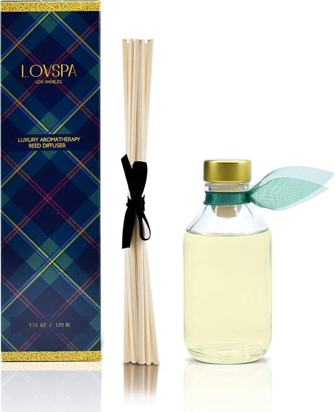 Reed Diffuser Set - Birchwood Pine Scented Diffuser with Sticks | Winter Holiday Home Fragrance Reed Diffuser for Bedroom, Bathroom Shelf Décor - Made in the USA