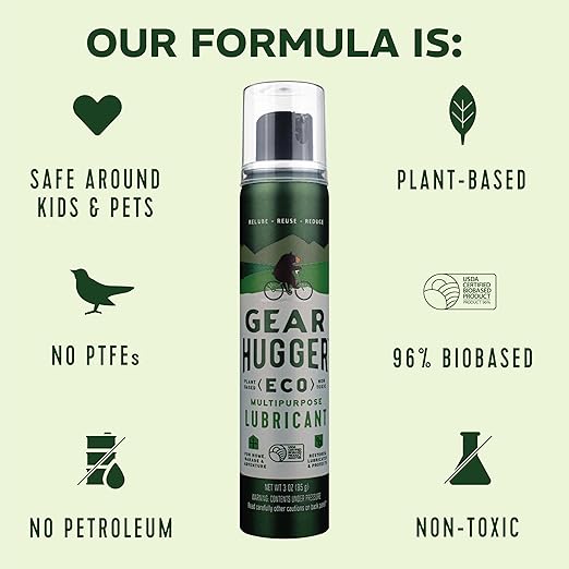 Gear Hugger Multipurpose Lubricant - Eco-Friendly (3 oz, Pack of 6), Rust Remover - Garage Door Lubricant Spray, Door Hinge Lubricant & Lock Lubricant - Plant-Based, No Petroleum, No PTFE