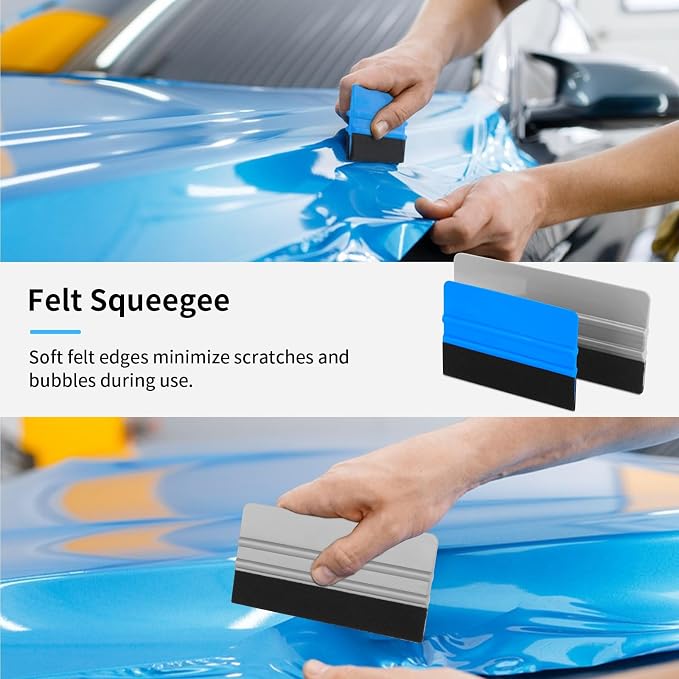 Arayker 20 Pack Vinyl Wrap Squeegee 4 Inch / 6 Inch Felt Edge Squeegee | Window Film Tint Tool Decal Applicator Scraper Tool Wallpaper Smoothing Tool with 20 PCS Black Fabric Felt
