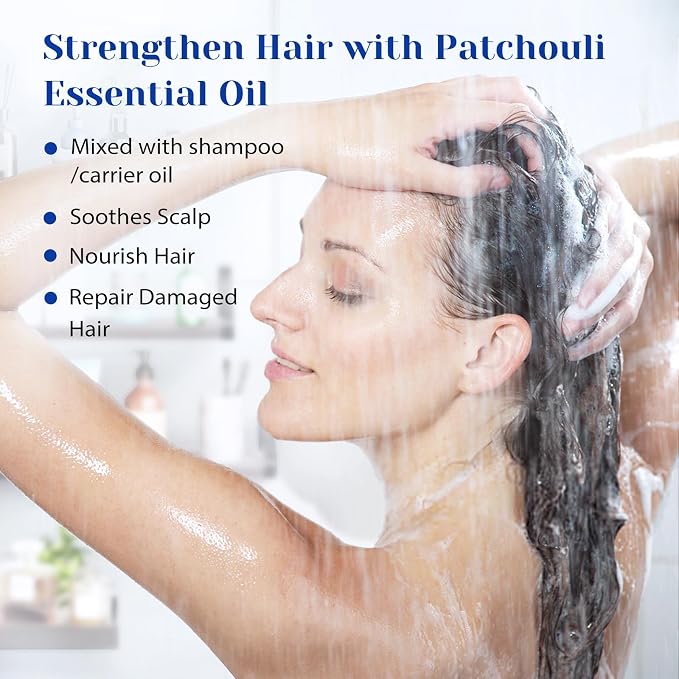 HIQILI Patchouli Essential Oil for Diffuser,Skin Care&Hair Nourishment | Soothes Skin,Nourishes Hair,Fits Diffuser Aromatherapy&DIY Perfume,Great Gift Option,Large Capacity-100mL/3.38 fl.oz