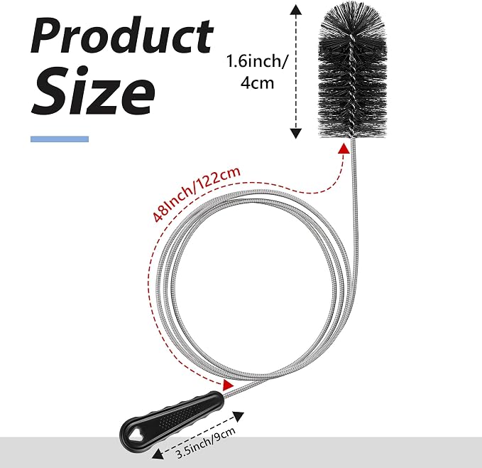 Condensate Trap Flexible Drain Brush, AC Drain Line Cleaning Brush for AC & HAVC Condensate P Trap(48 Inch,Black,1 Pc)