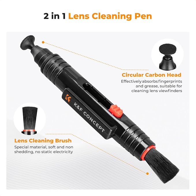 K&F CONCEPT 4 in 1 Camera Lens Cleaning Kit for Photography Beginner | Strong Blower, Multi Pen,Washable Reusable Microfiber Cloth, Precision Dust Removal,for Nikon Sony Canon DSLR Camera,MK06