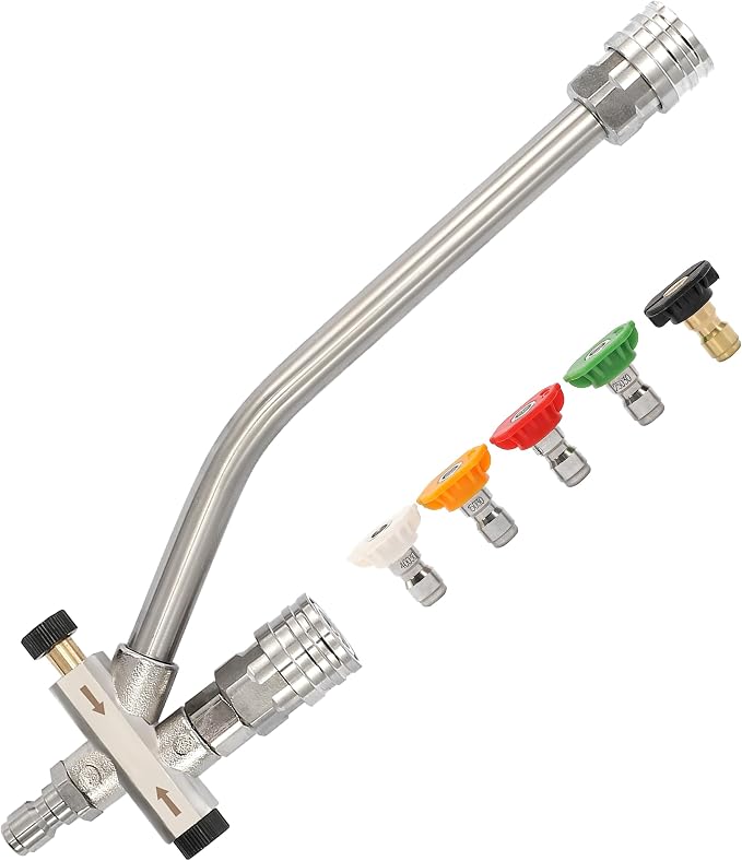 Tool Daily Foam Cannon Dual Connector Accessory, 1/4" Quick Connect | Pressure Washer Double Tip Attachment for Soap Cannon, 5 Power Washer Nozzle Tips, 5000 PSI