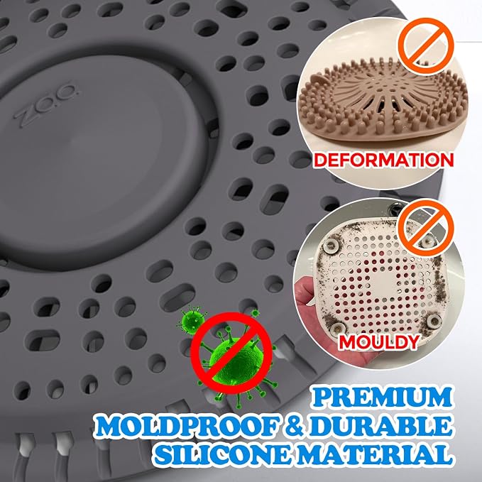 zaa Shower Drain Hair Catcher, Upgraded 2 Pack Premium Silicone Drain Protector & Shower Drain Cover for Regular Floor Drains of Shower Room, Bathroom, Black