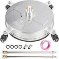 19" Pressure Washer Surface Cleaner with 4 Wheels, Stainless Steel Power Washer Surface Cleaner for Driveways Sidewalks Patios, 1/4" Quick Connector, 2 Extension Wand, 4000 PSI