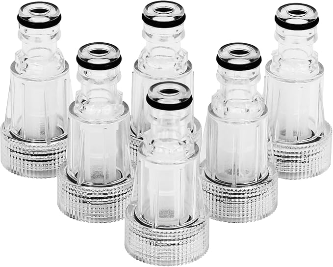 Obida Pressure Washer Transparent Plastic Water Inlet Filter Power Washer Parts Replacement for Tool Garden Hose Adapter Pressure Washer Inlet Filter(6 Pcs)