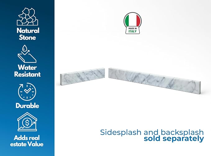 Bathroom Vanity Sink Backsplash/Sidesplash (Carrara Marble, 4" x 30")