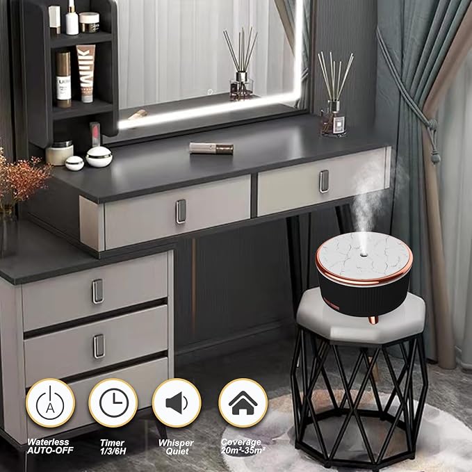 Diffusers for Essential Oils Large Room, 500ml Aromatherapy Diffuser Cool Mist Humidifier with Remote Control,7 Colors Lights & 4 Mist Mode Waterless Auto Off for Women Office Home