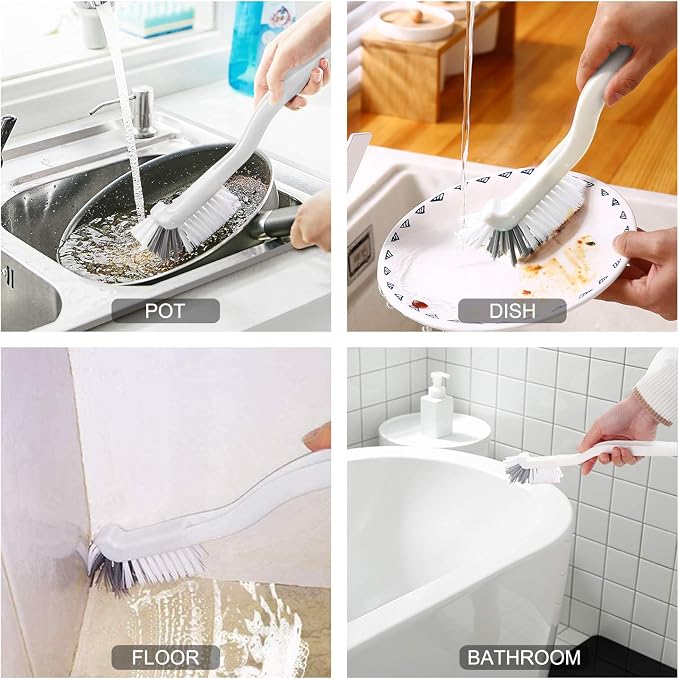 2 Pcs Cleaning Brush Small Scrub Brush for Cleaning Sink Bathroom Kitchen Edge Corner Grout Household Use with Handle