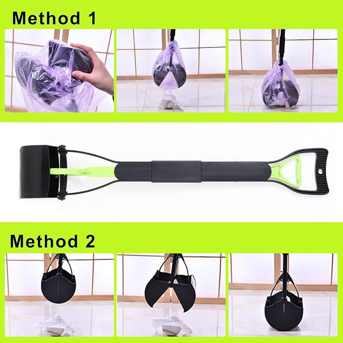 32'' Portable Pooper Scooper, Heavy Duty Dog Poop Pick Up Tool for Medium & Large Dogs, Clean Waste Tool for Yard, Lawns & Grass, Green | Medium & Large Dogs, Yard & Lawn Use, 81 cm Length, Waste Cleanup Tool,