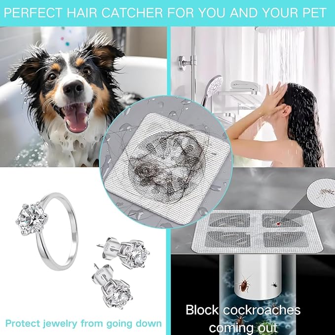 Disposable Shower Drain Hair Catcher Mesh Stickers, Bathroom Sink and Tub Drain Trainers Stainless Steel Hair Catcher Shower Drain, Fits Dishwashing Sink, Bathroom(10)