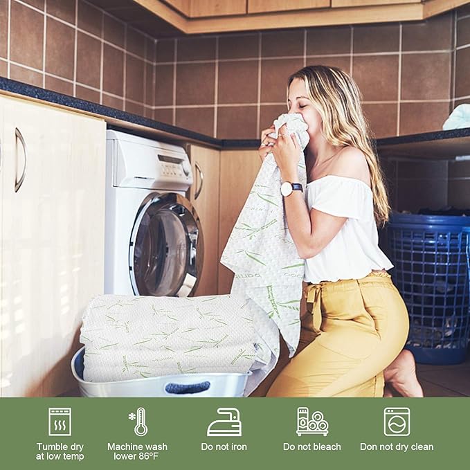 California King Mattress Protector Waterproof Mattress Pad Washable Bamboo Rayon Mattress Cover Breathable Noiseless Bed Protector 5" - 21'' Elastic Fitted Deep Pocket