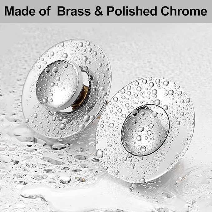 All Brass Metal Sink Stopper with Hair Catcher | Universal Bathroom Drain Strainer | Anti Clog Filter Basket, Polished Chrome, Fit for 1.08-1.5 Inch Sink Drain Hole
