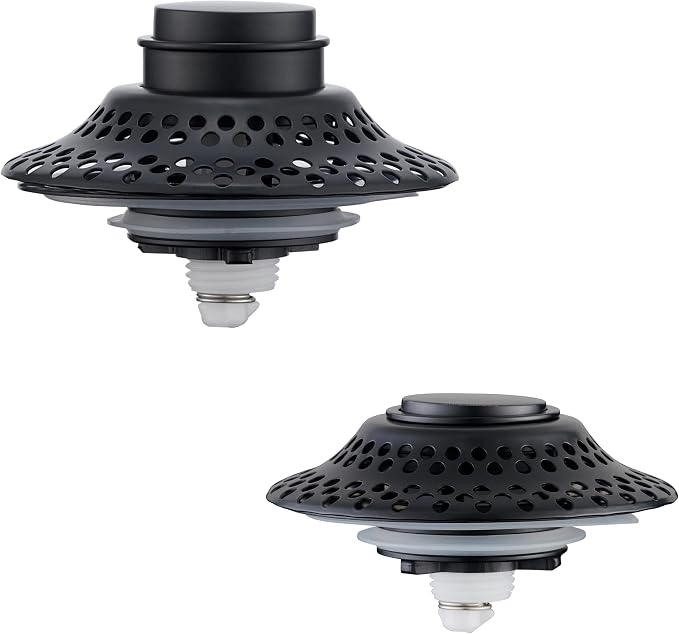 2 Pack Bathtub Drain Stopper with Removable Hair Catcher, 3-in-1 Pop-up Drain Plug Fits 1.38 to 1.8 Inch Holes, Upgrade Shower Drain Cover with Stainless Steel Filter