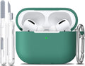 R-fun for AirPods Pro 2 Case, Soft Silicone Protective Cover with Keychain and Cleaning Pen, Compatible with AirPods Pro 2nd/1st Generation, Supports Wireless Charging, Pine Green