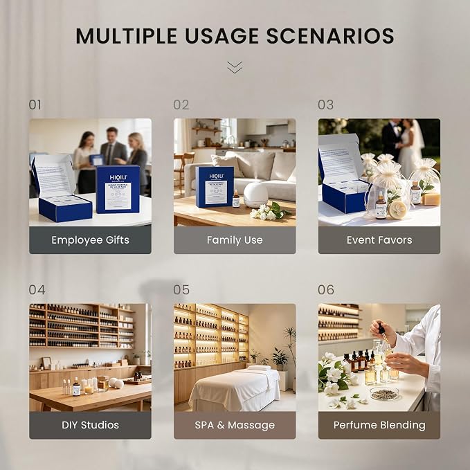 HIQILI Jasmine Essential Oil Set for Skincare, Diffuser & DIY Making | Bulk Wholesale Supply for Spas, Salons, Hotels & Homestays, Ideal for Spa, Sauna and Gift - 12 Bottles / 1 Fl Oz Each