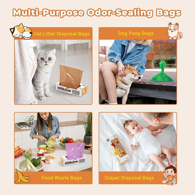 Odor Sealing Small Trash Bags Home & Food Use XL-100 Count Disposable Bags, Durable and Unscented (Color:Blue)