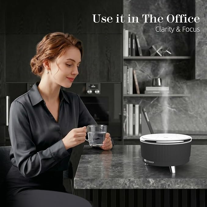 500ml Essential Oil Diffuser, Ultrasonic Aromatherapy Humidifier | with Remote Control, 7-Color LED Light, Timer & Auto Shut-Off, Cool Mist Diffuser for Home, Bedroom, Office (Black)
