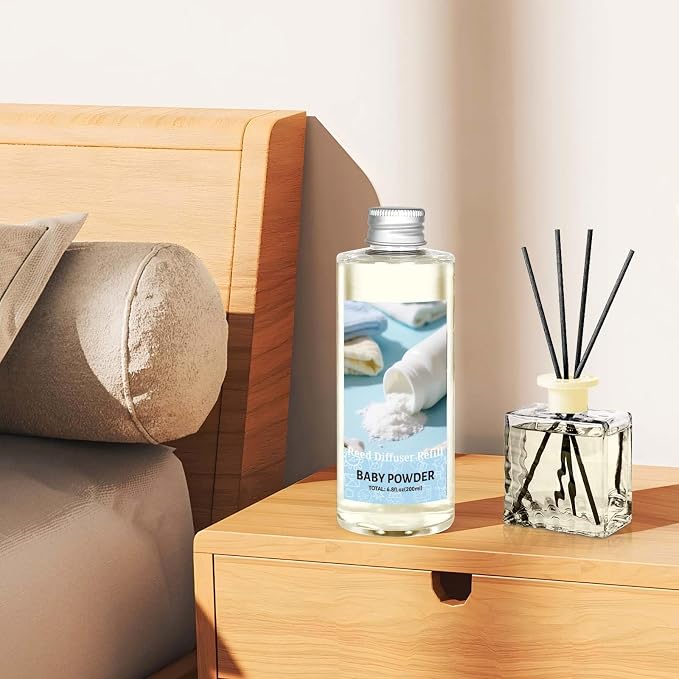 STRN Reed Diffuser Oil Refill, Baby Powder Scented Diffuser 200ML | Summer Long-Lasting Fragrance for Living Room, Bedroom, Office, Home Décor
