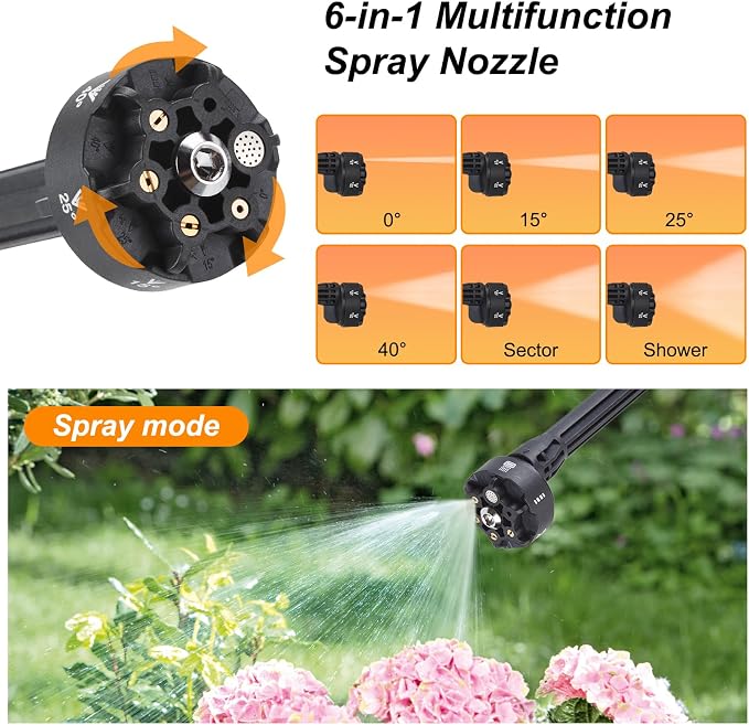 Portable Cordless Pressure Washer,600PSI Handheld Car Washer Two Batteries | 21V Rechargeable 2.0Ah Powered Pressure Washer, 6-in-1 Nozzle Operated Washer for Car/Fence/Garden/Floor/Yards/Pet Cleaning
