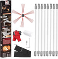 26 Feet Chimney Sweep Kit, Chimney Cleaning Kit with 8 Flexible White Chimney Rods, Chimney Brush, Rotary Chimney Cleaning System Driven by Drill for Sweeping Fireplace