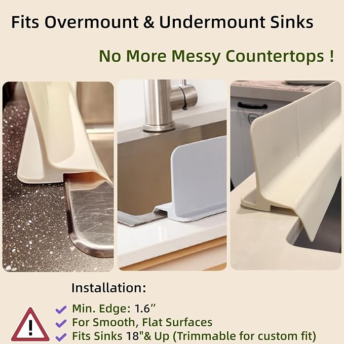 Sink Splash Guard | Tall Wall Splatter Screen | Keeps Clothes & Countertops Dry for Kitchen & Pet Bathing | Strong Silicone Suction -Sink Edge Protector | Perfect for Washing Dishes & Small Dogs