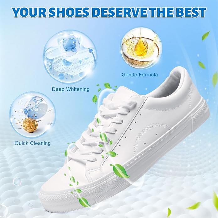 Jevvu Shoe Cleaner, Sneaker Cleaner Foam for Removing Stains and Dirt, Shoe Cleaning Kit for White Shoes
