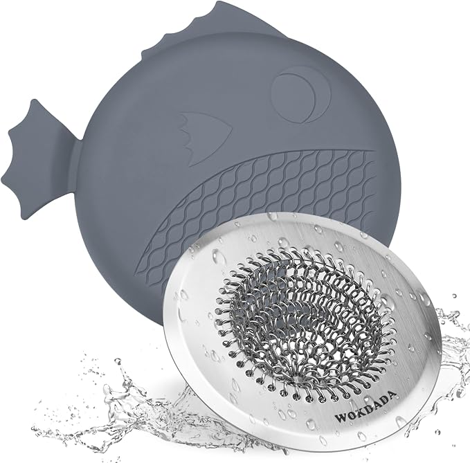 Bathtub Drain Hair Catcher, Wokdada Fast Drainage Shower Drain Hair Catcher, Reversible 304 Stainless Steel Drain Protector with Silicone Stopper for Bathroom