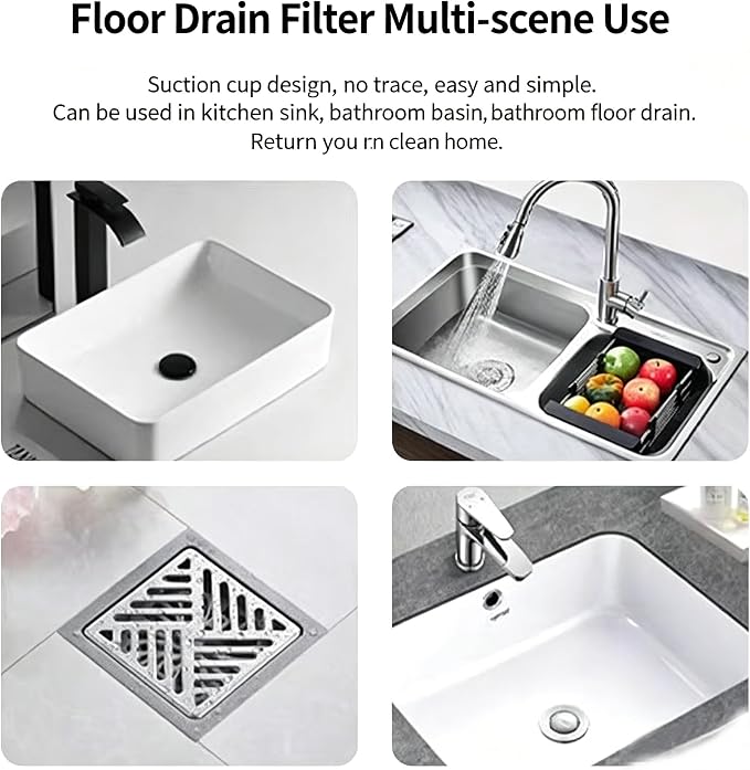 2 Pack Drain Stopper Hair Catcher, Sink Strainer - Anti-Clog Drain Filter for Bathroom, Kitchen, Bathtub, Laundry Room, Non-Slip & Easy to Clean, Universal Fit (1 Pack White+1 Pack Gray)