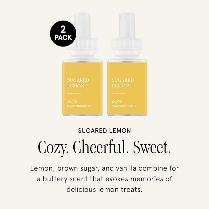 Pura Smart Home Scent Refill - Long-Lasting Premium Fragrance per Refill - Clean Diffuser Fragrance for Home, Office & Apartment - 2 Pack, Sugared Lemon
