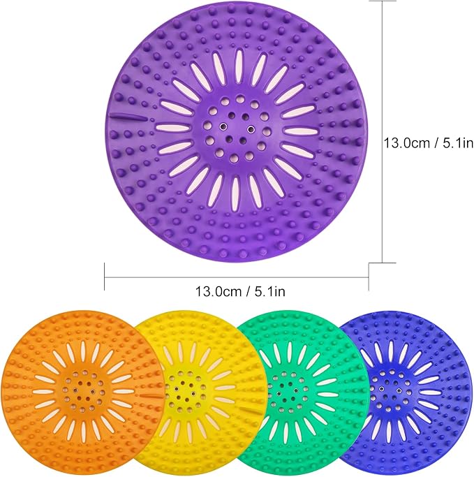 Gotega Hair Catcher Shower Drain with Iron for Bathroom Bathtub Tub Shower | Shower drain covers protector, flexible TPR material, multiple colors, hair trap garbage disposal parts, easy to clean