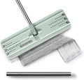 JOYMOOP Flat Mop Replacement Set, Microfiber Cleaning Head with 60" Handle and Flexible 15" Frame, Green, for Floor and Wall Cleaning