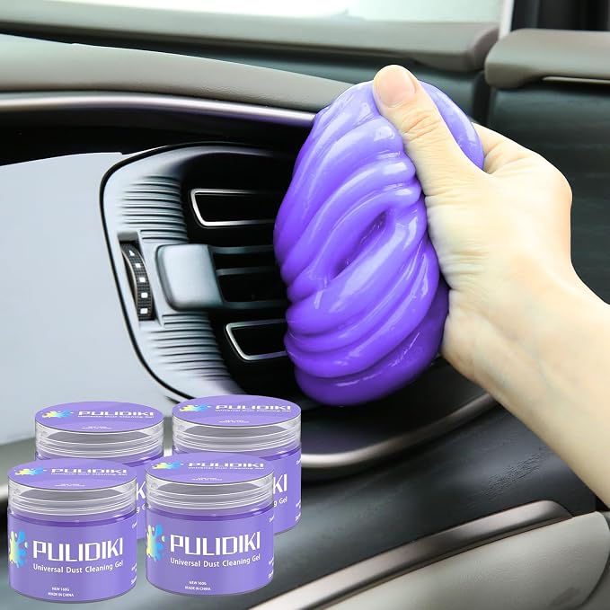 PULIDIKI Car Cleaning Gel Clean Putty, 4 Pack (160g Each) | Auto Detailing Tools Car Slime Cleaner Dust Cleaning Gel for Car Interior Cleaner Car Accessories Keyboard Cleaner Purple