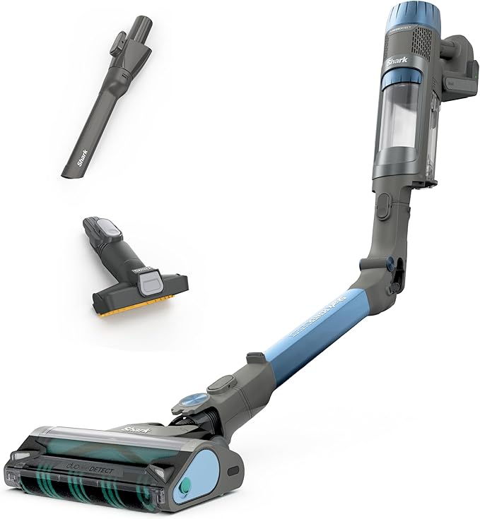 Shark PowerDetect Cordless Stick Vacuum, Powerful Suction, HEPA Filtration, Carpet & Hard Floor, Portable, Stick Vacuum for Pet Hair, Java Ice Blue, IP1255