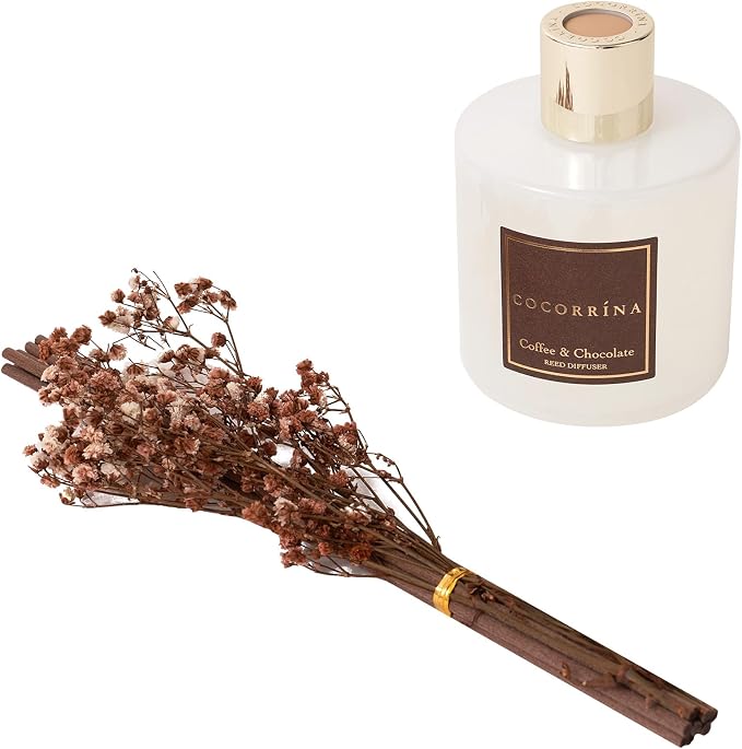 Reed Diffuser Sets - Coffee & Chocolate Scented Diffuser with Sticks Home Fragrance Reed Diffuser for Bathroom Shelf Decor