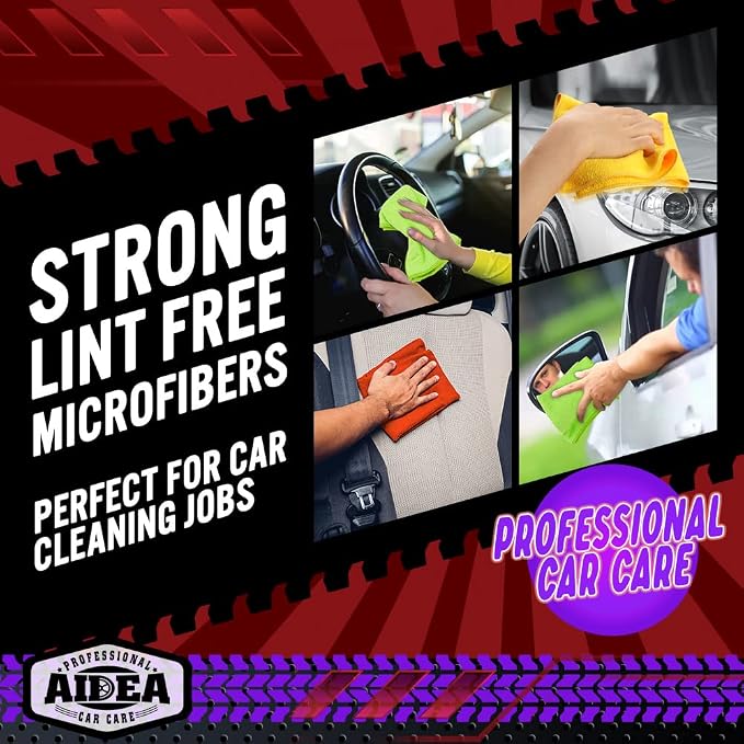 AIDEA Microfiber Cleaning Cloth, 800PK, Microfiber Towels for Cars, Shop Towels Cleaning Rags, Premium Wash Cloths, Absorbent Towel for SUVs, House, Kitchen, Commercial, Cleaning Supplies 12×12"