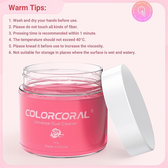 ColorCoral Cleaning Gel Dust Cleaner for PC Keyboard Car Detailing, 160g | For PC Laptops, Office Electronics, Car Interior, Computer and Gaming Accessories; Universal Cleaning Kit Gift for Men Women