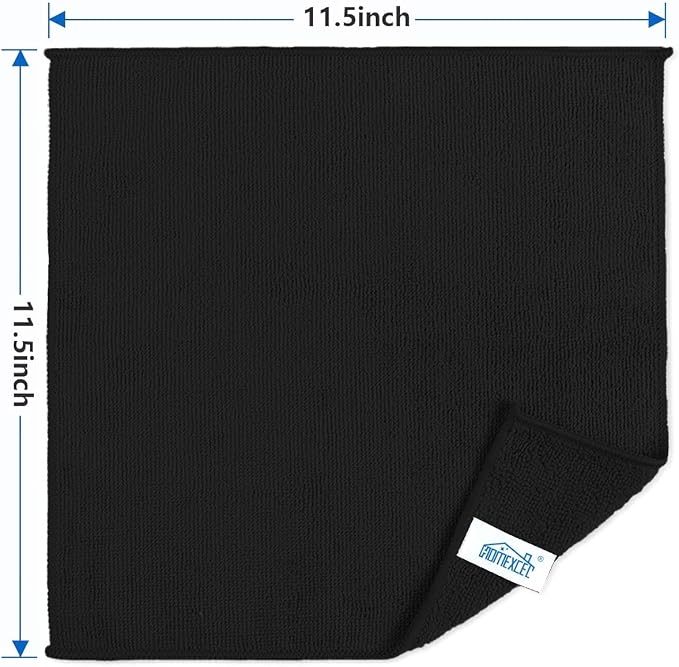 HOMEXCEL Microfiber Cleaning Cloth, Premium Microfiber Towels for Cars, Lint Free, Scratch-Free, Highly Absorbent, Reusable Cleaning Rags for Car, Household, Kitchen, Window(Black,100)