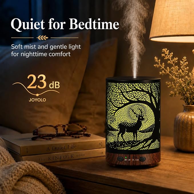 Essential Oil Diffuser, 120 ml Aromatherapy Diffuser with 7 Color Lights, Auto Shut-Off and 4 Timer Settings, Ultrasonic Cool Mist Diffuser for Home Room Office (Twilight Deer)