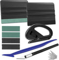 Window Tint Kit, Professional Car Wrap Kit | 14-in-1 Felt, Includes Felt Squeegees, Micro Squeegee, Vinyl Cutter, Craft Knife with Blades, Felt Replacements