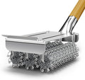 HOUSE AGAIN Grill Brush Bristle Free, Stainless Steel Food-Grade Brush Head with Scraper, Safe Steam BBQ Outdoor Grill Cleaning Brush Barbecue Grill Cleaner Non Wire for Grill Grate/Long Wood Handle