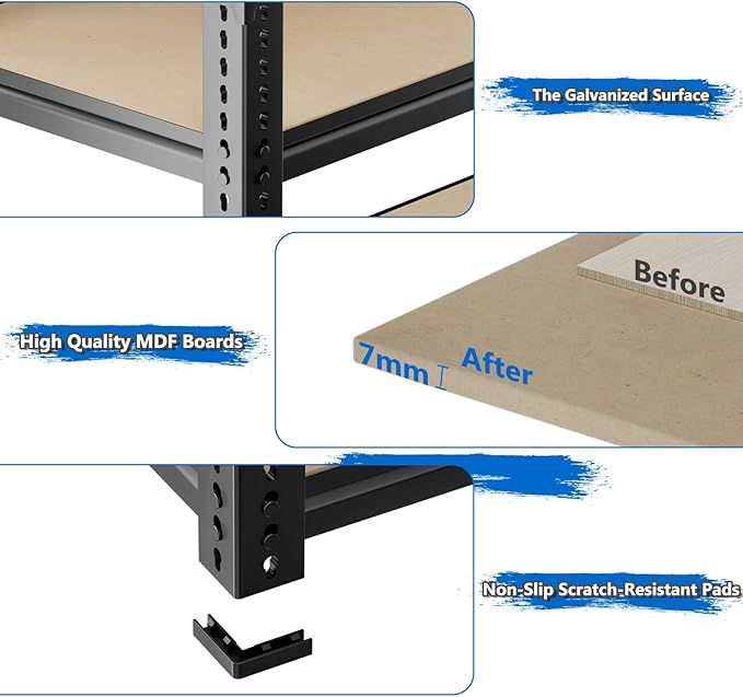 Garage Shelving, 4 PCS Storage Shelves Heavy Duty 2000 LBS Capacity, 5 Tier Adjustable Metal Organizer Wire Rack, 36" L x 18" W x 72" H Utility Shelf Unit for Kitchen Pantry