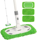Reusable Microfiber Floor Mop System, Wet & Dry Sweeper Kit | Includes 1 Sweeper Handle, 3 Washable Chenille Mop Pads, Dry & Wet Use for Hardwood, Tile, and Laminate Floor