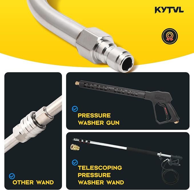 Pressure Washer Extension Wand with Gutter Cleaner Attachment, 30° 90° 120° Curved Rods, 1/4" Quick Connect Power Washer Lance, 4000 PSI